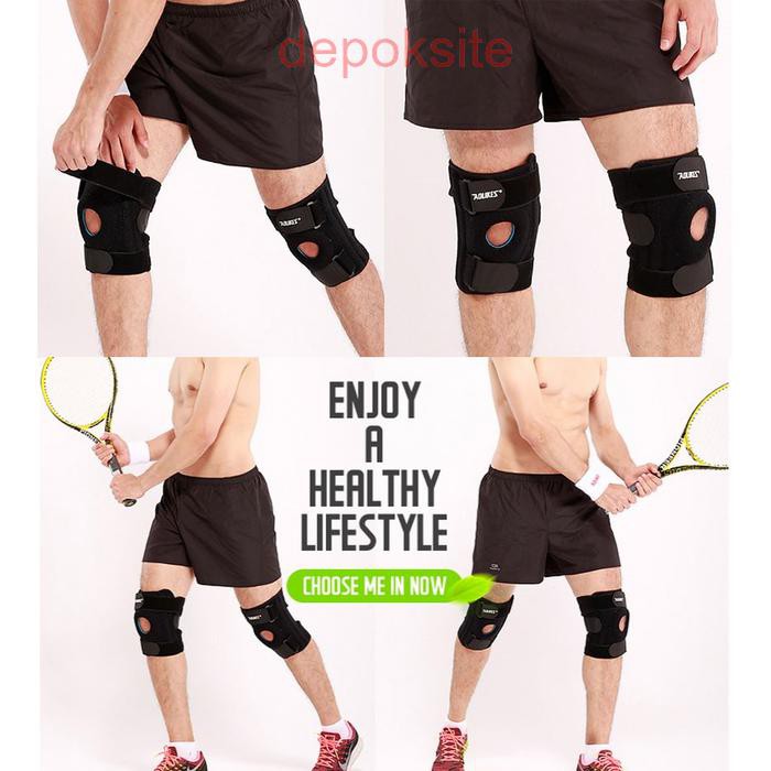 Aolikes 7915 Knee Pad Support Brace 4 Spring Pelindung lutut Deker Lari Knee Patella Spring Protect