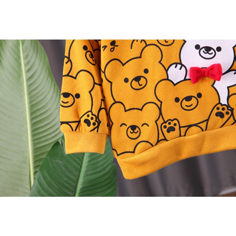 ANANAKSTORE- setelan anak laki laki motif HPBEAR GREY 0-5 Tahun baju baby impor premium anak lucu