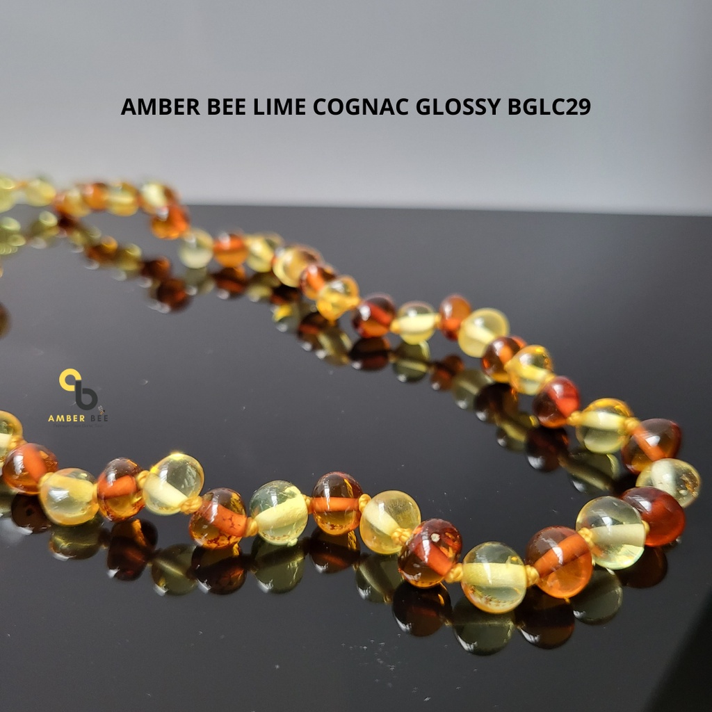 Kalung Anak Amber Premium Glossy Lime Cognac BGLC29 By Amber Bee