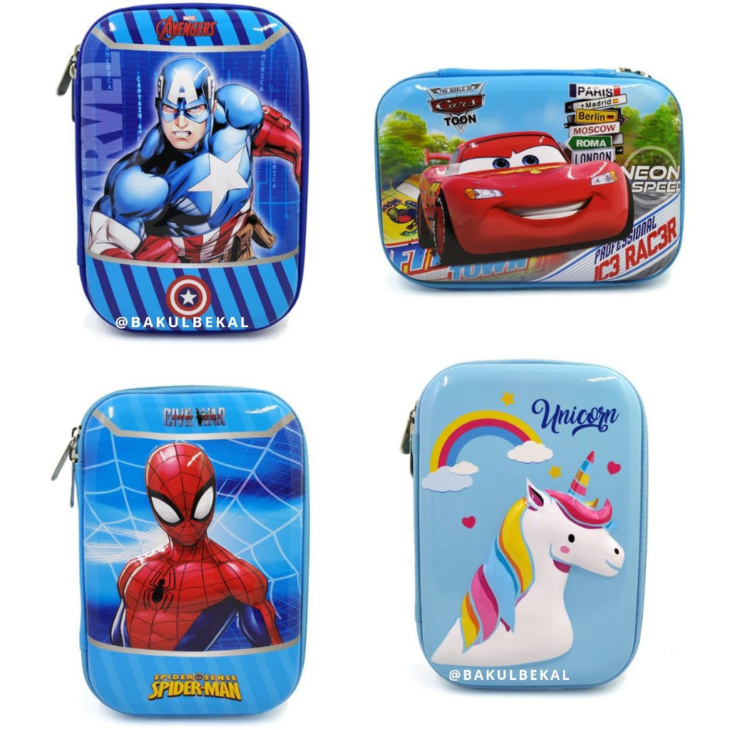 

Bakul Bekal - Kotak Pensil B2089 Tempat Pencil Anak Superhero Unicorn Spiderman Cars Dompet Alat Tulis Penghapus