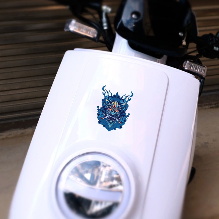 JDM Reflektif Sepeda Motor Stiker Tengkorak Tubuh Dekorasi Stiker Serigala Goresan Penutup Stiker