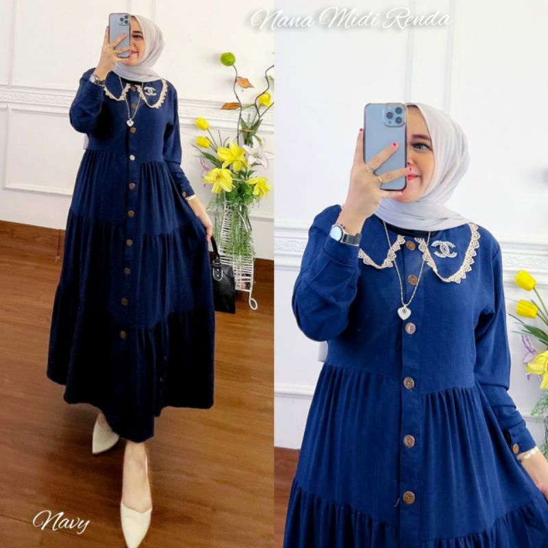 (READY)MIDI KEKINIAN/NANA MIDI RENDA/GAMIS REMAJA/BAJU CEWEK MODEL TERBARU