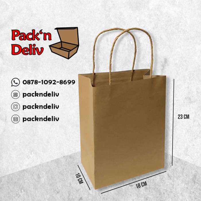 

✨ BISA COD ✨ Paper Bag Polos Ukuran 10 x 18 x 23 cm