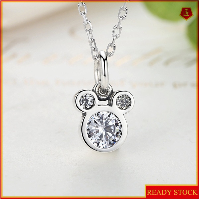[Ready Stock]Fashion Diamond-Inlaid Cute Mickey Mouse Pendant Necklace