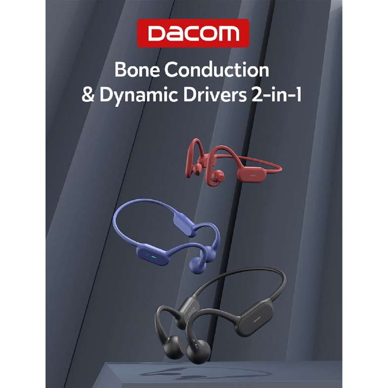 DACOM GEMINI G100 - 2-in-1 Sport Bluetooth Headset - Bone Conduction and Dynamic Drivers - IPX55 Waterproof