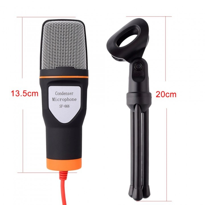 SF-666 Wired Stereo Desktop Microphone with Stand Microphone Holder - Mikrofon untuk Laptop/Komputer