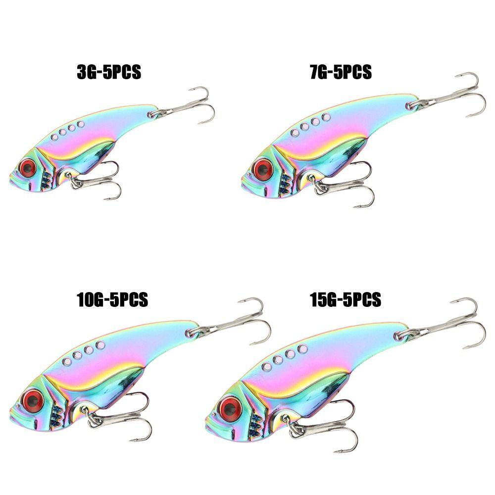 Preva 5pcs Umpan Pancing Logam Tenggelam Spinner Tackle Getar Sendok Metal Treble Hook