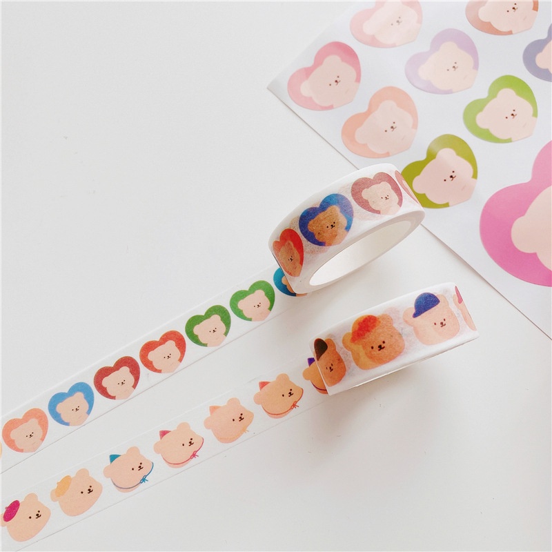 Selotip Washi Tape Motif Kartun Gummy Bear / Hati Panjang 5 Meter Untuk Dekorasi Diary