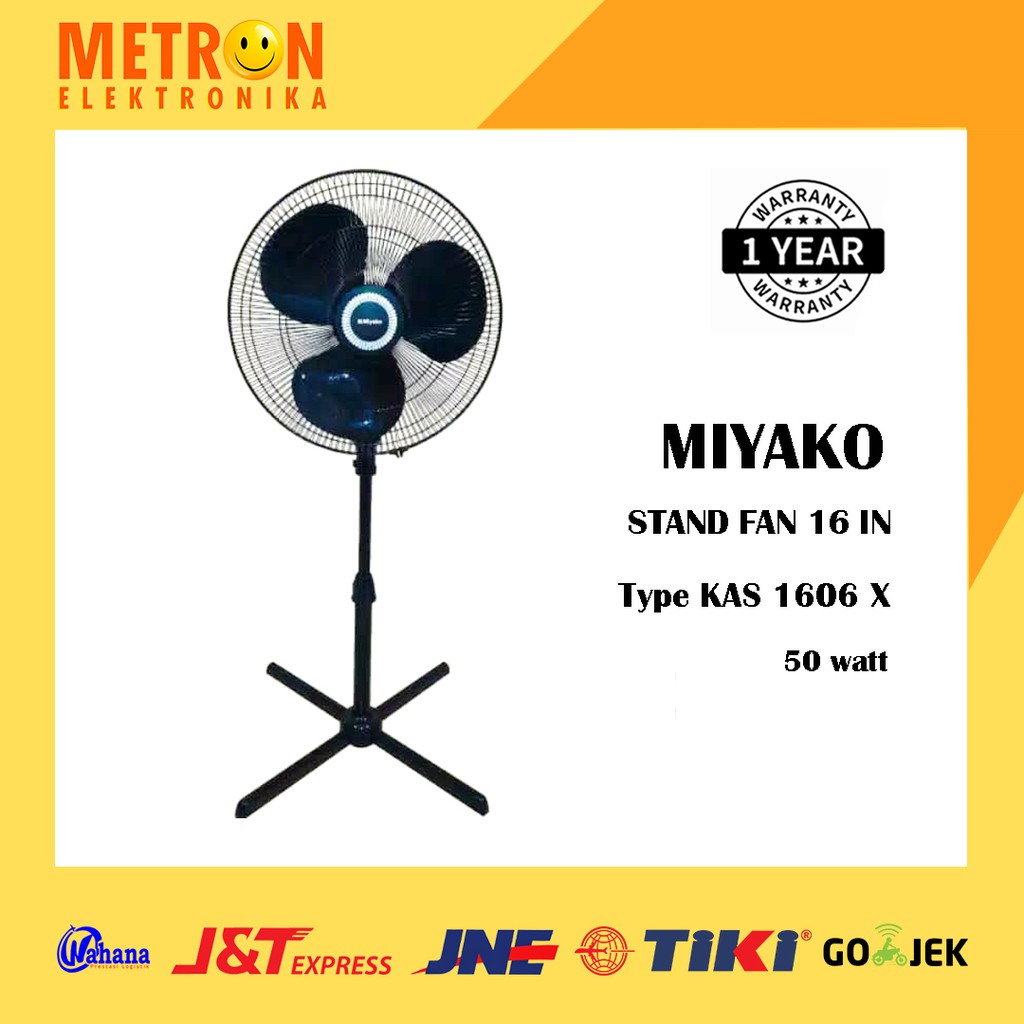 MIYAKO KAS 1606 X / BLACK / KIPAS ANGIN / STAND FAN 16 IN KAKI X / KAS1606X