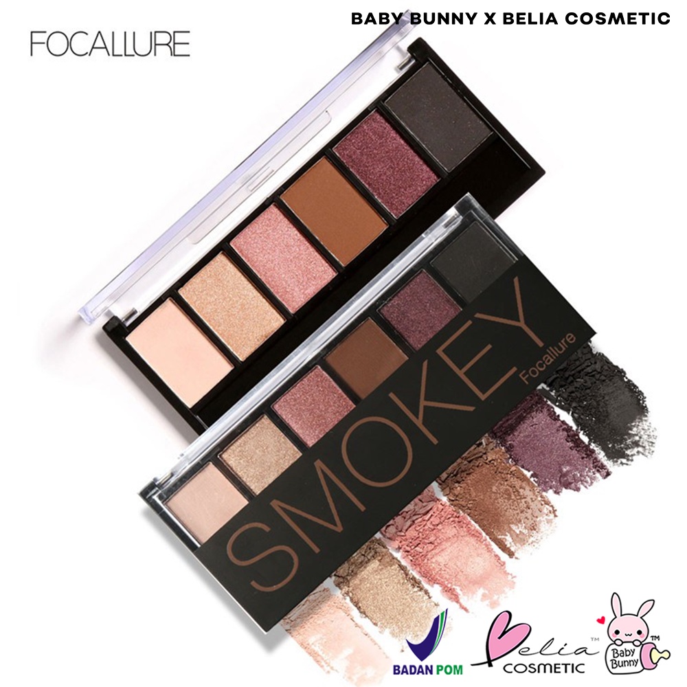 ❤ BELIA ❤ FOCALLURE Smokey 6 Colors Eyeshadow Palette FA06 | Eyeshadow | Riasan Mata (✔BPOM)