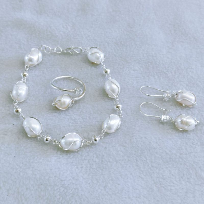 set paloma perak mutiara tawar
