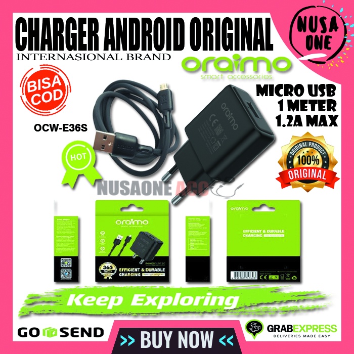 CHARGER HP ANDROID ORAIMO CHARGER BAGUS CHARGER ORIGINAL CHARGER ANDROID CAS HP OCW-E36S ORAIMO USB