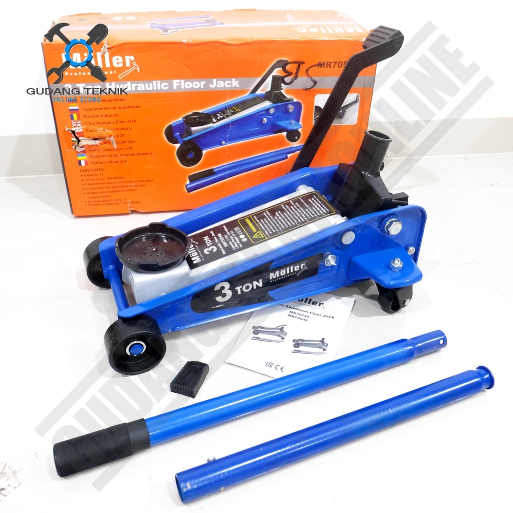 Dongkrak Buaya BIRU 3Ton MOLLAR DOZIRO MR70548 HJFL-3T / Dongkrak Mobil 3T Hydraulic Trolley Jack Mobil 3 Ton MOLLER