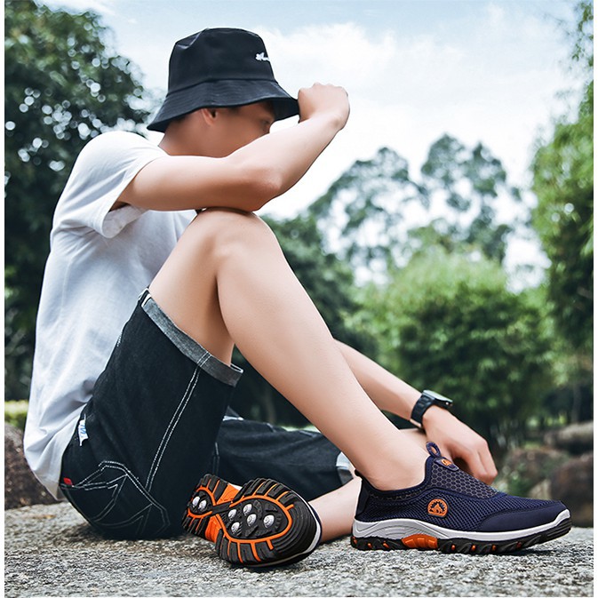 Sepatu Hiking Pria Outdoor Shoes Sepatu Gunung Slip On Olahraga Casual Import