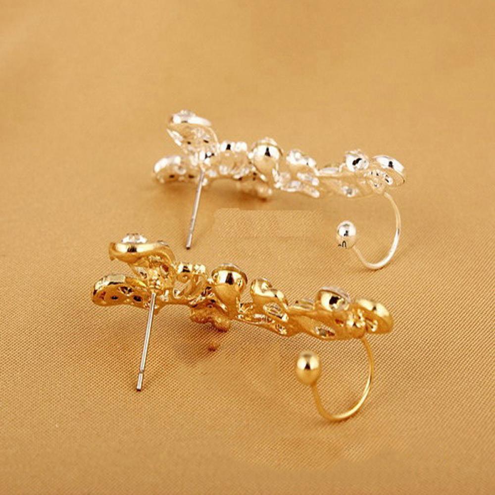 Nanas 1PC Anting Tusuk Wanita Fashion Bunga Kristal Clip-on