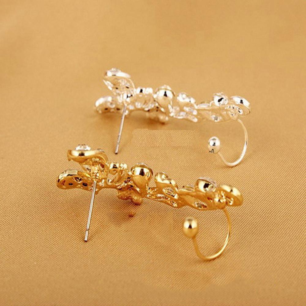 Preva 1PC Anting Tusuk Gaya Punk Bunga Kristal Clip-on