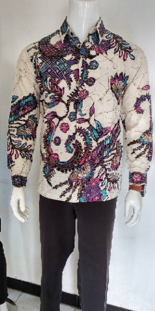 BSWART Batik HRB026 Kenongo Hem Pendek Padi Pekalongan M L XL Batik Pria MURAH Modern Grosir