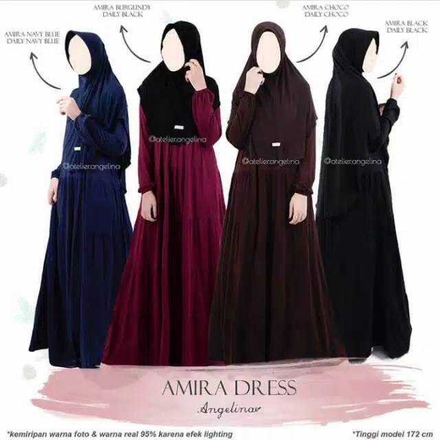 Amira Dress + Daily Khimar Navy M-L by Atelier Angelina AA Atelier.angelina