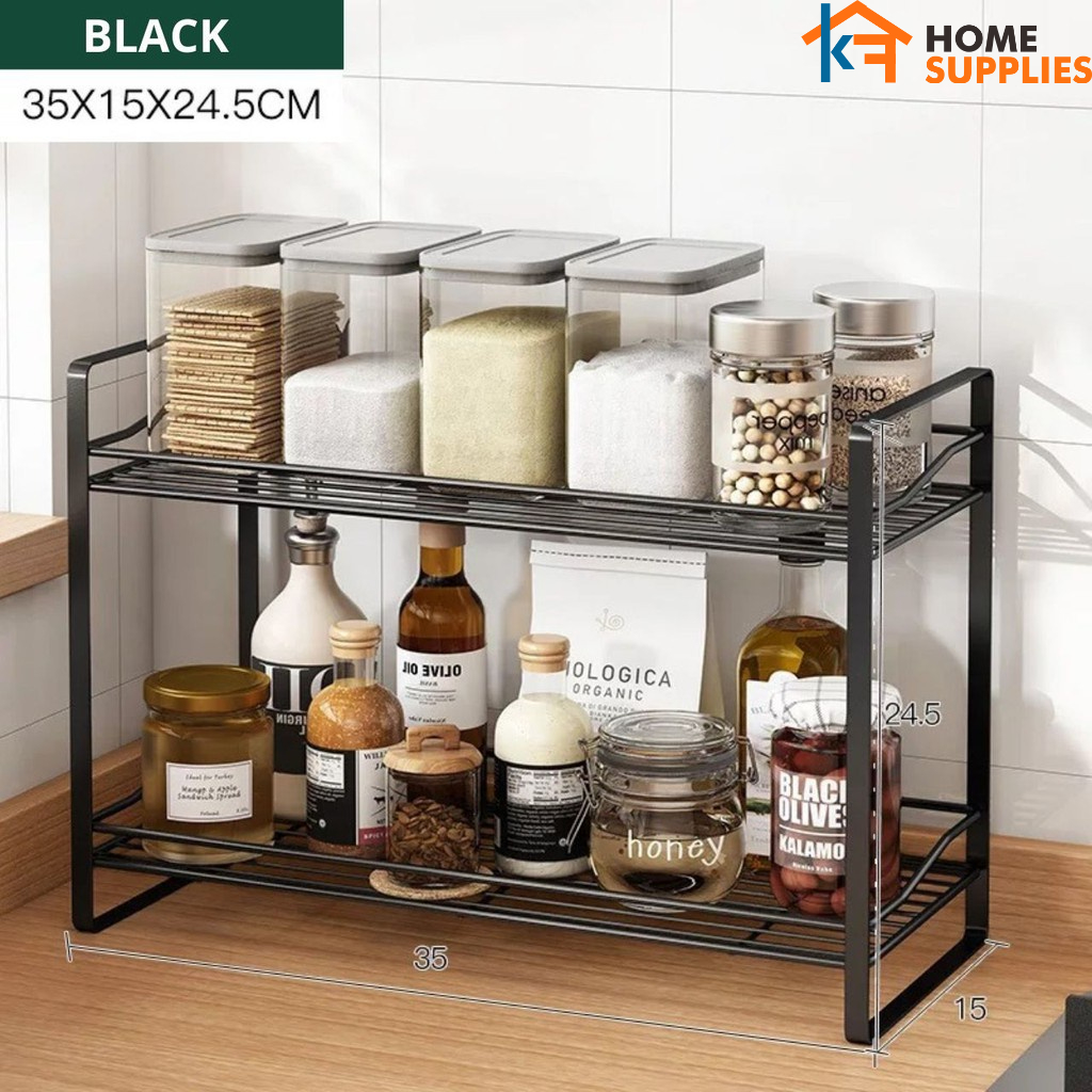 【KF】Rak Dapur Minimalis Rak Sisipan Kolong Dapur Rak Storage Multifungsi  / Rak Bumbu Nordic Style 2 Tingkat Rak Dapur Serbaguna Rak Dapur Susun Tanpa Rakit