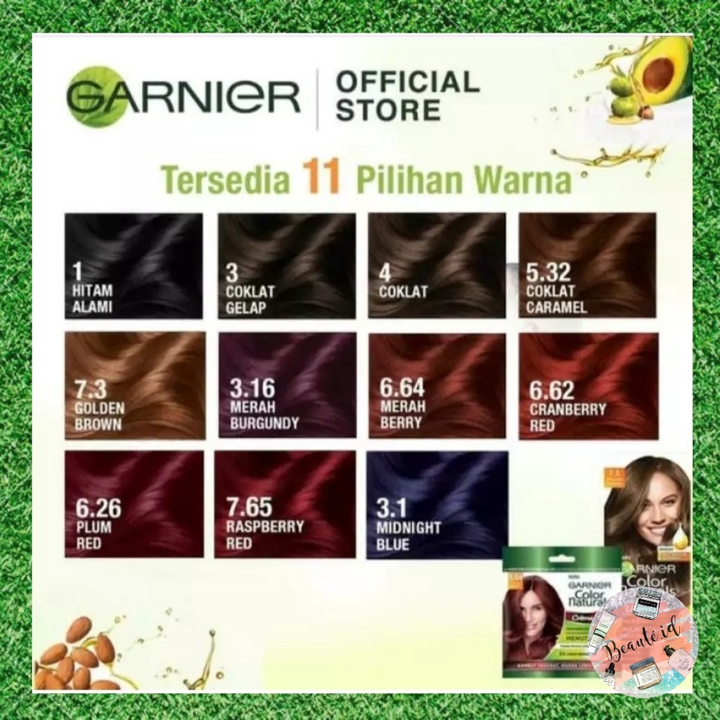 GARNIER Naturals Hair Color Sachet - Hitam Cokelat Biru Merah Ungu Cat / Pewarna Rambut)