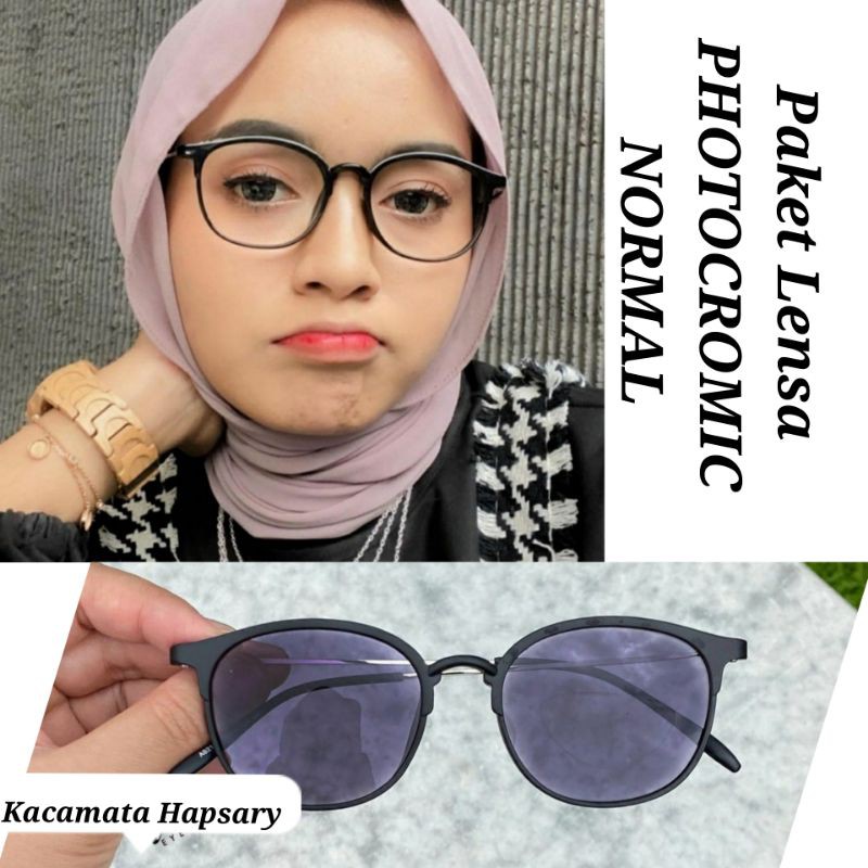 FRAME KACAMATA WANITA LENTUR 2124 + LENSA PHOTOCROMIC GREY ( NORMAL ) FASHION NO MINUS RADIASI