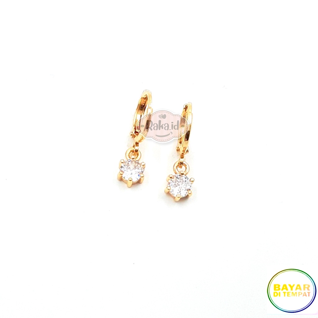 RAKA Acc - Jewelry Earrings Anting Clip / Klip Mata Satu Silver &amp; Gold Perhiasan 059