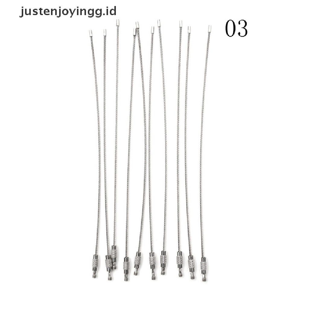 10pcs Gantungan Kunci Kabel Kawat Bahan Stainless Steel Ukuran 10 / 15 / 20cm Untuk Alat Hiking