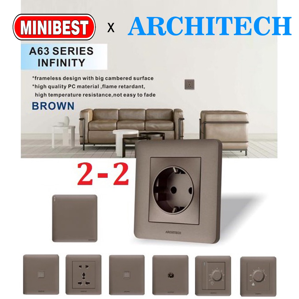 [MB] ARCHITECH STOP KONTAK SAKLAR INFINITY BROWN A63 ARCHITECH / SAKLAR RUMAH/ SAKLAR HOTEL