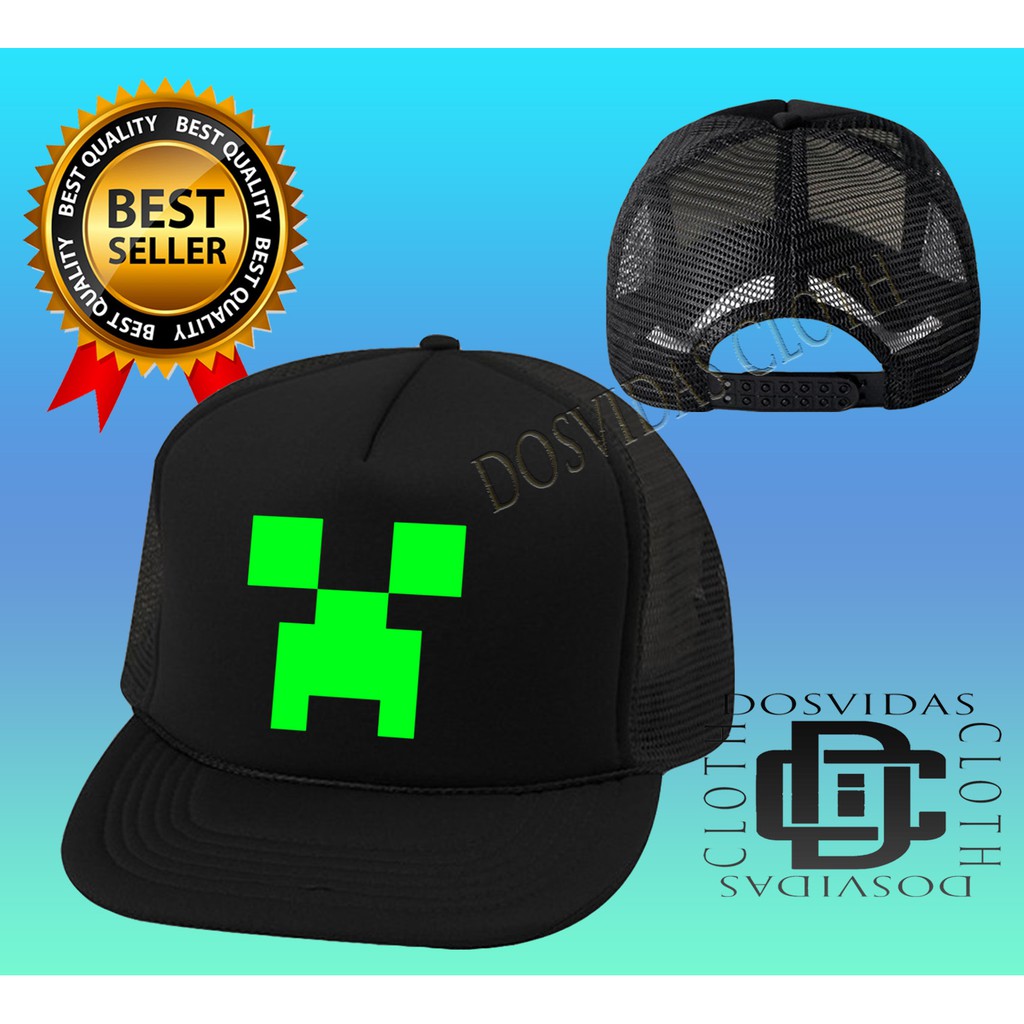 BERKUALITAS Topi Trucker Jaring MINE CRAFT Keren Pria Wanita CREEPER MINECRAFT