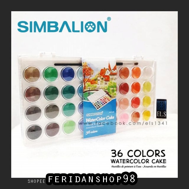 

BT190 SIMBALION WATERCOLOR CAKE BEST 36 COLORS BY FERIDANSHOP98