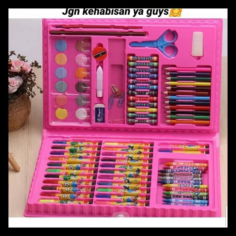 Promo Krayon Set Crayon Paket Alat Melukis Mewarnai Coloring Set 86Pcs Murah - Biru