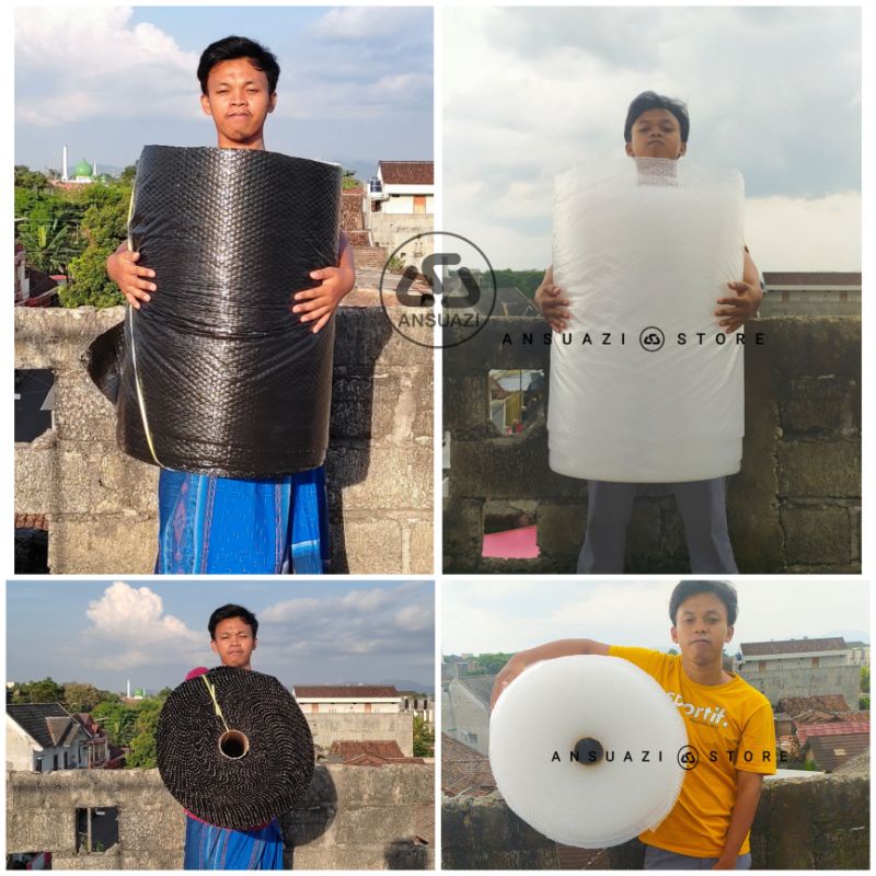 

Bubble Wrap Hitam & Bening Meteran 1M X 60 CM ( ECERAN / GROSIR / TERMURAH)