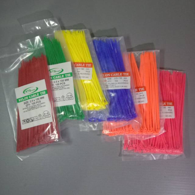 Kabel Ties 2,5x150 (panjang 15cm) Nylon Best Quality warna warni. bisa pilih warna.