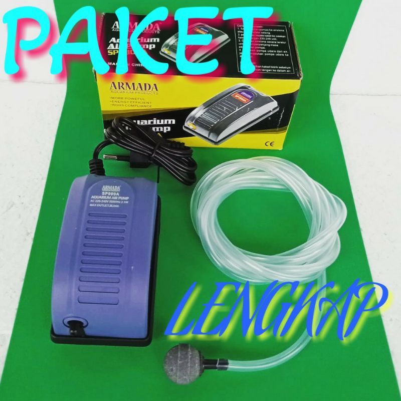 Paket lengkap aerator ARMADA SP 2800 A ARMADA SP 999 A  airpump air pump lubang 1 mesin gelembung udara aquarium aquascape kolam komplit lengkap full set fullset