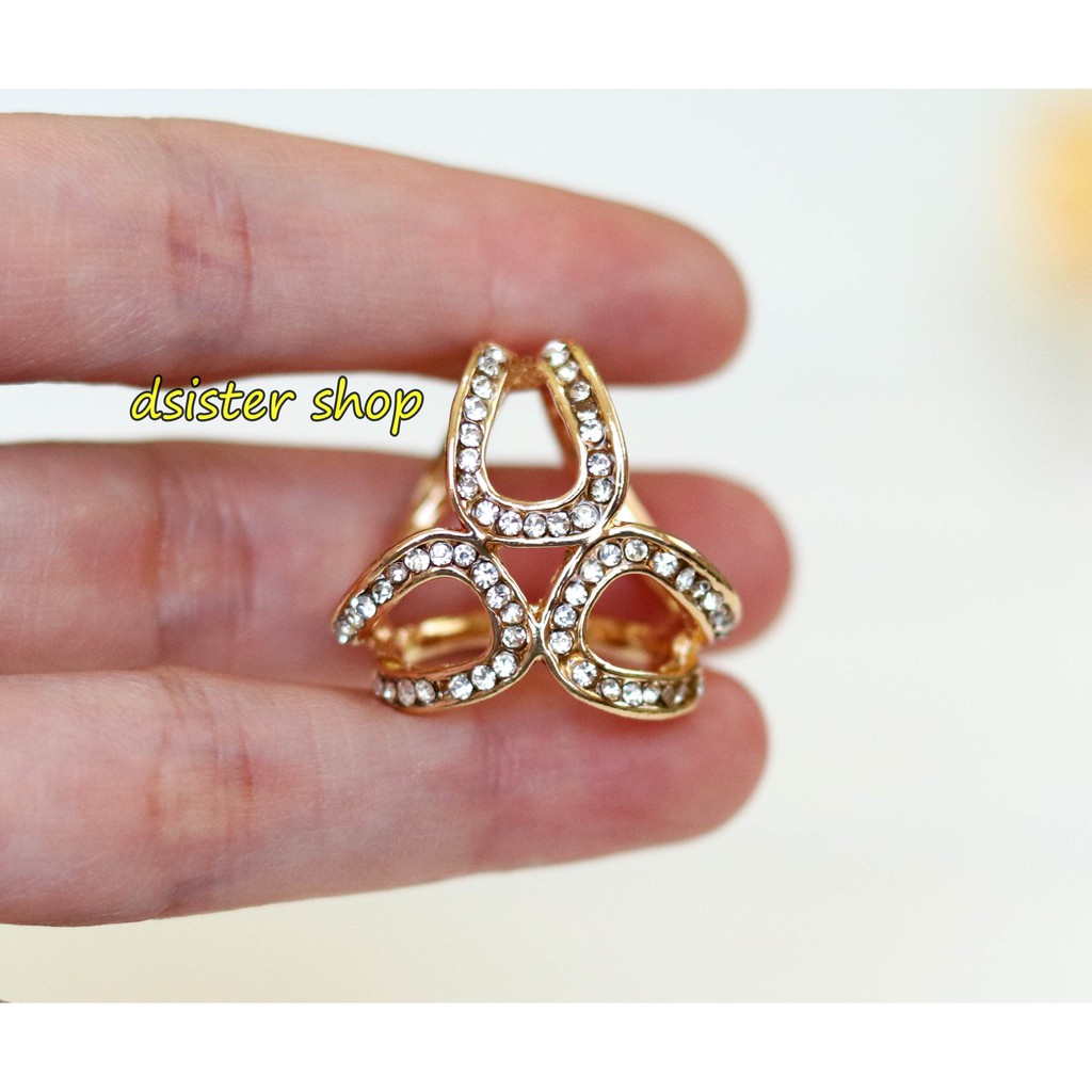 Bros Cincin Ring Aksesories Syal Hijab Bentuk Segitiga Cantik-Model 02 Gold