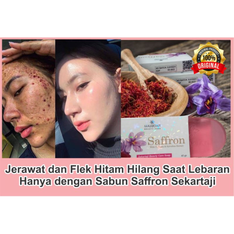 Saffron With Collagen Spirulina Sabun Pemutih Wajah dan Penghilang Flek Hitam / Saffron Sekartaji