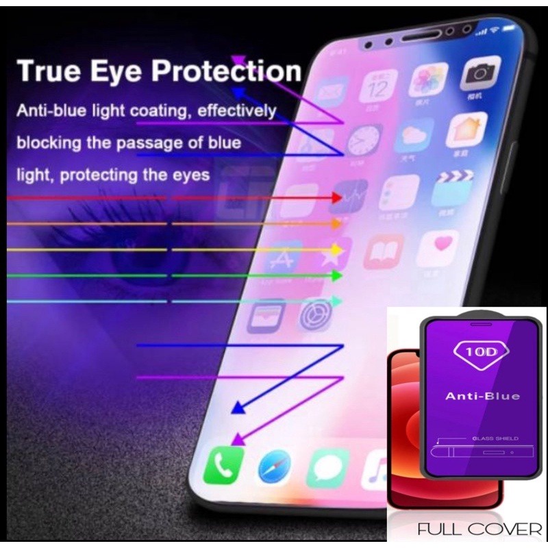 10D ANTI BLUE ANTI RADIASI FULL COVER - TEMPERED GLASS VIVO V7+ PLUS/V9/V11/V11I/V11 PRO/V15/V15 PRO/V17 PRO/V20/V20 SE/V21 4G/V21 5G/V23 5G/V23E/V25 5G/V25E/V25 PRO