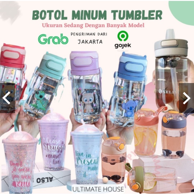 Botol Minum Air Sedotan Botol Tumbler Cups Botol Minum Karakter Viral Botol Seliya 500ML 600ML Botol 550ML Botol Glitter 450ml