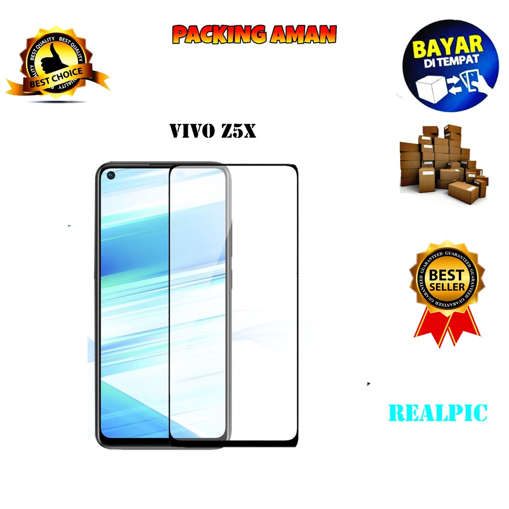 Tempered Glass Vivo Z5X Full Cover / Full Screen Protector Anti Gores