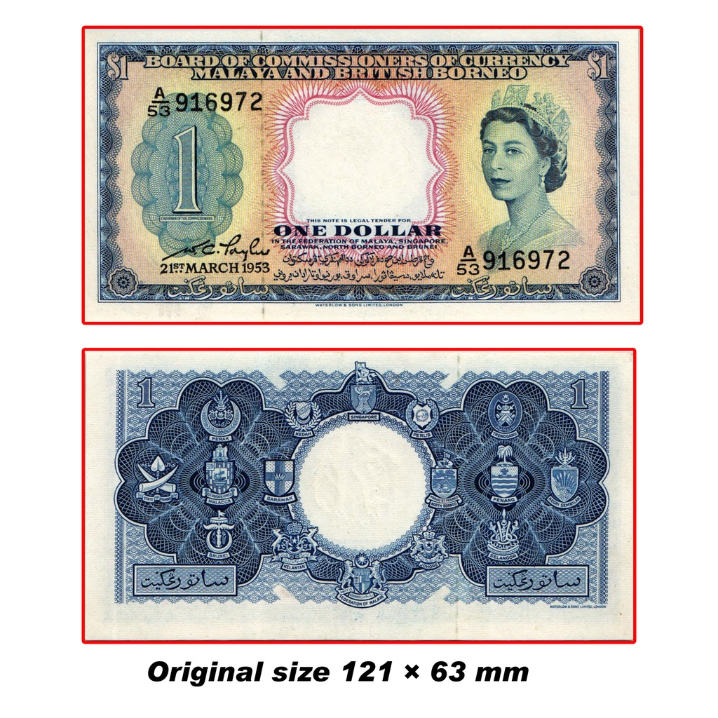 Uang Kuno Malaya & British Borneo  1 Dollar 1953