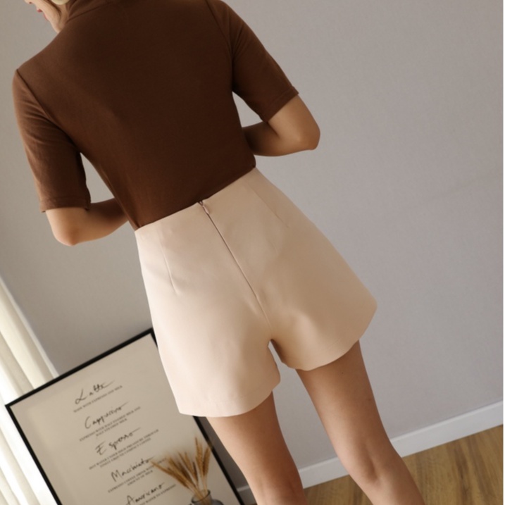 【Blossom】A-Line Chiffon Draped Suit Korean Short Pants 7278