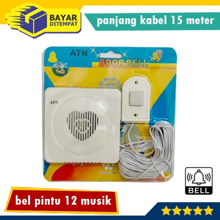 Bel Rumah Pintu Kantor Ruko Apartement Bell 12 Musik Kabel 15M Love ATN