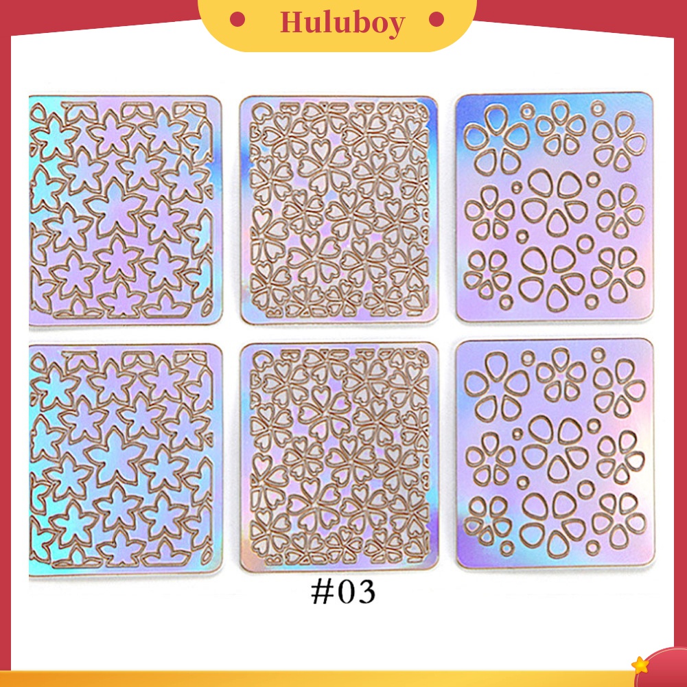 Huluboy Huluboy♡ 24pcs / Set Stiker Kuku Motif Hollow Bergelombang Untuk Manicure