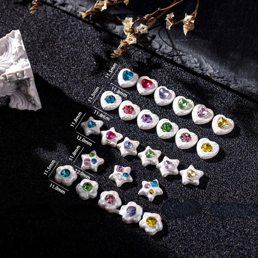 Agustina Wanita Paku Charms Imitasi Baroque Pentagram Kuku Kecantikan Kuku Salon Kuku Berlian Imitasi 3D Dekorasi Kuku