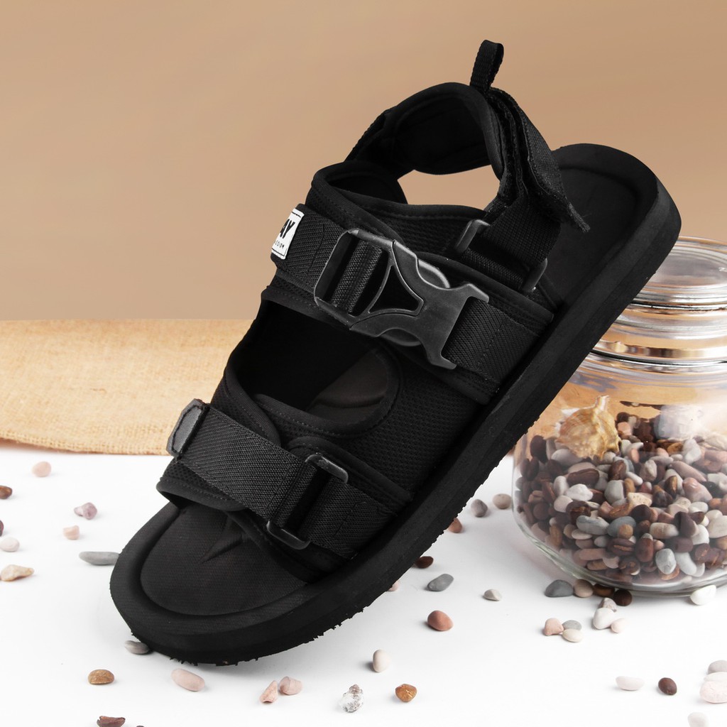 Secre Black | Sandal Gunung Original Kulit Santai Casual Pria Cowok Sendal Ori | FORIND x Monday