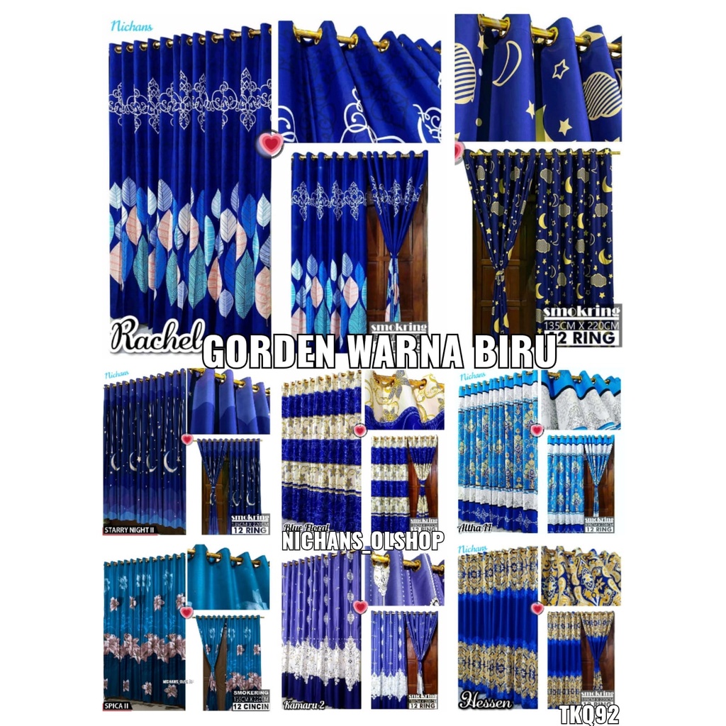 GORDEN SMOKRING WARNA BIRU MOTIF BUNGA GORDEN MINIMALIS / GORDEN SMOKRING 12RING / GORDEN MURAH