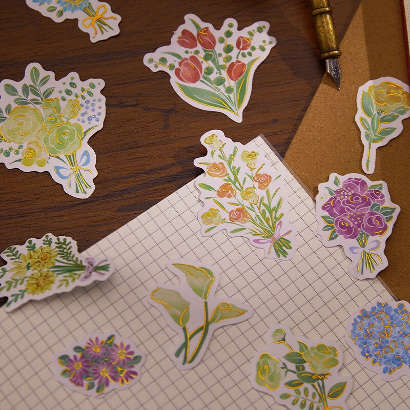 

[BC059] 10 PCS ROMANTIC FLOWER STICKER | BULLET JOURNAL KIT