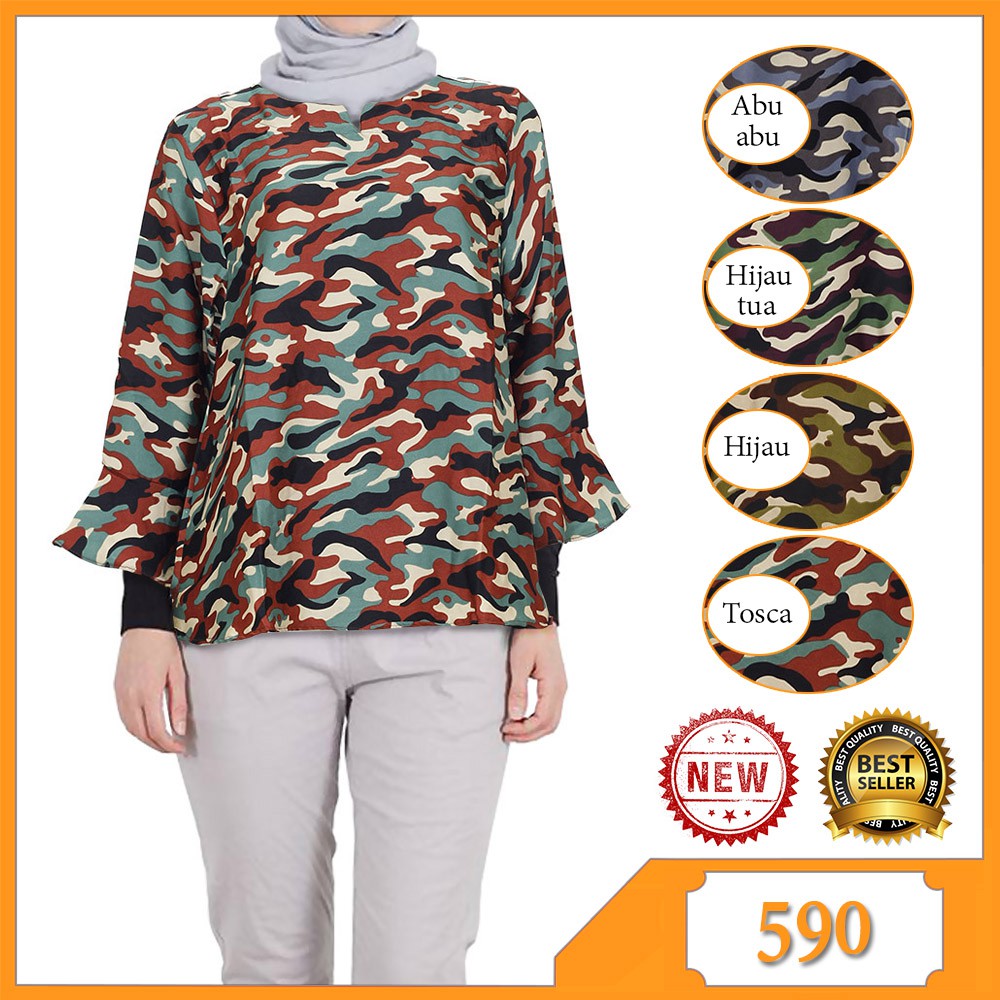 Baju Atasan Wanita Blus Muslim Motif Bahan Katun