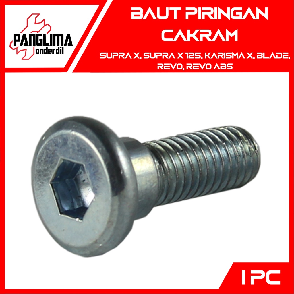 Baut Piringan Cakram 8x24 Kunci L All Honda Supra/Beat/Vario/Scoopy/Revo/Blade/Mega Pro/Tiger Baud Disc