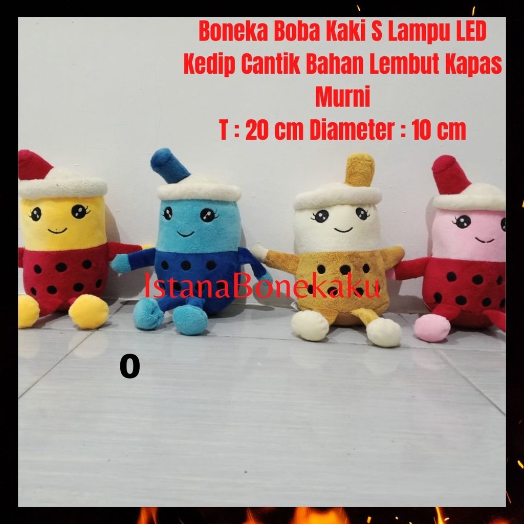 Boneka Boba Milk Tea Kaki Tangan LED Ukuran S T: 22 cm Halus Berkualitas Standar  SNI